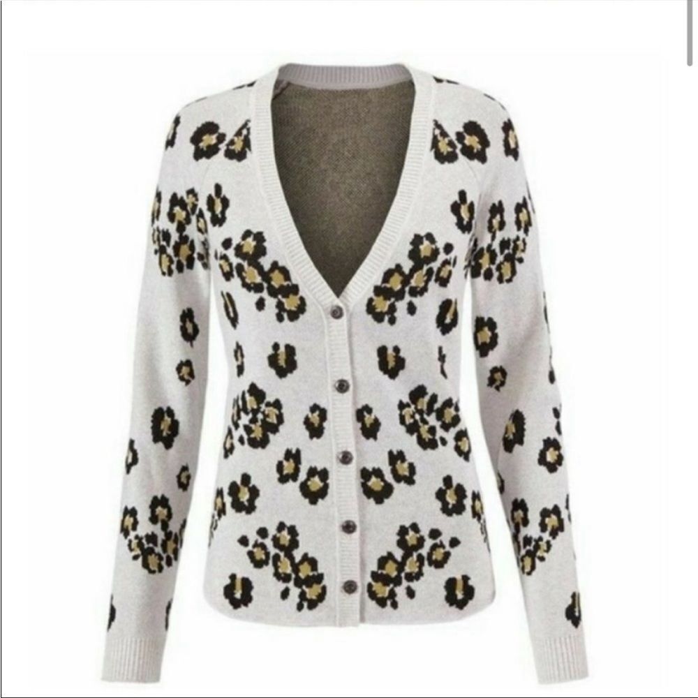 Cabi Kiki Leopard Animal Print Cardigan Size XS